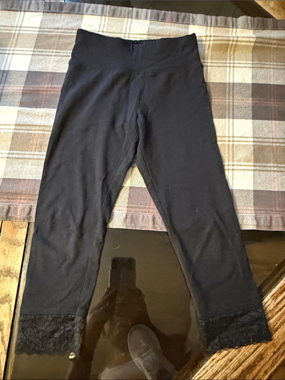Justice Black Lace Trim Capri Leggings